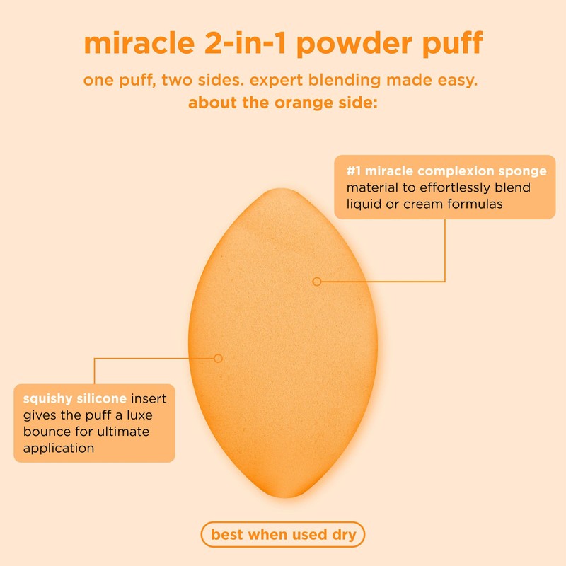 Real Techniques Miracle 2-In-1 Powder Puff, Dual-Sided Makeup Blending Puff,