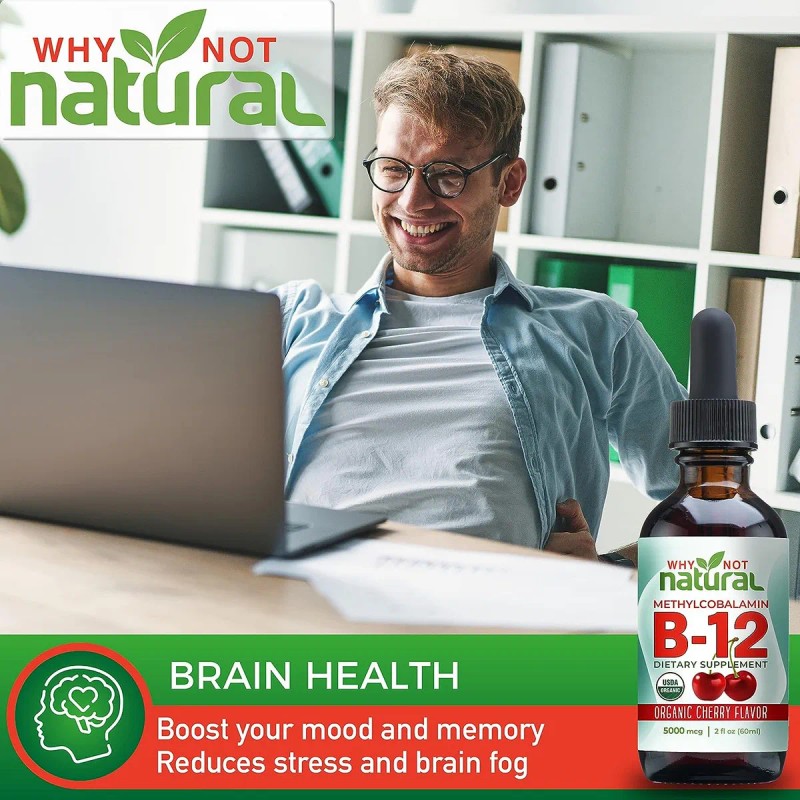 Vitamina B12 Sublingual 5000mcg Why Not Natural Cereza Orgánica 60mL