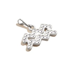 Alex and Ani Zodiac Aquarius Pavé Crystal Charm Chain Station, Aquarius, Sterling Silver, Clear Crystals, Charm Size 0.64 inch Width by 0.36 inch Height