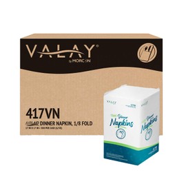 Morcon Valay 417VN Paper Napkins with Linen-Feel for Events & Restaurants, Upscale Dining Parties or Weddings, Durable and Absorbent White Paper Dinner Napkins Disposable, 1/8 Fold, 300 Count