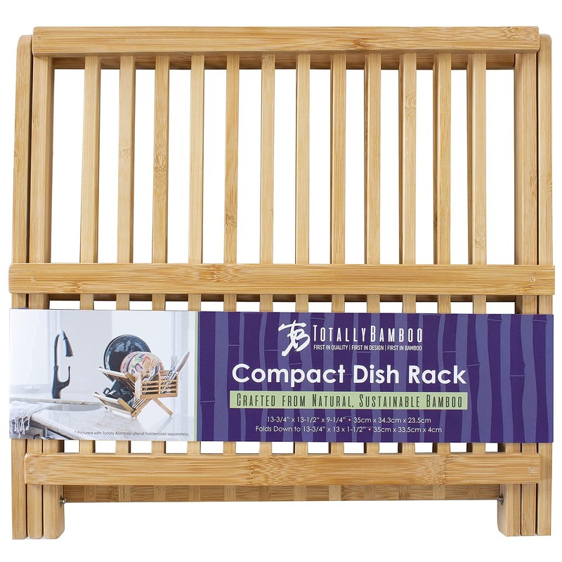 Totally Bamboo – Escurreplatos plegable, capacidad extragrande para máximo almacenamiento,