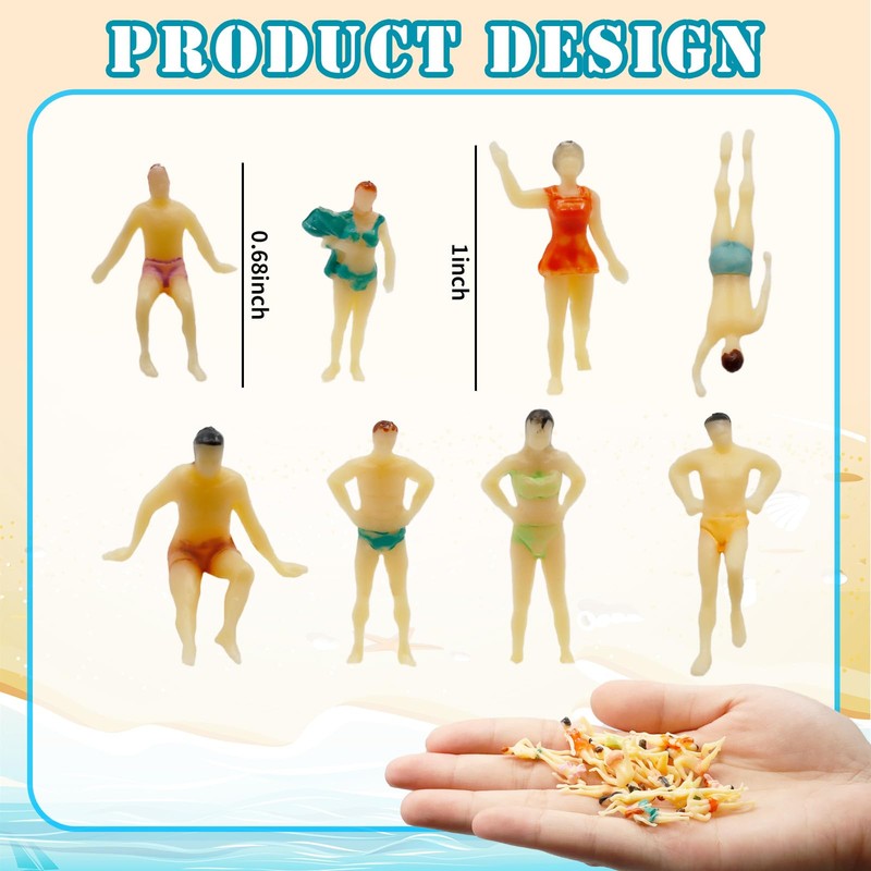 Hiawbon 30 pcs 1:75 Scale Mini Painted People Model Beach