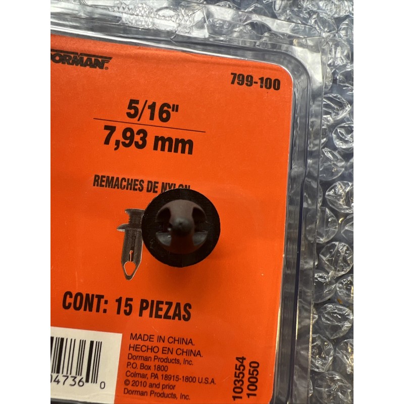Dorman Nylon Rivets 5/16” 30 Pcs Dorman 799-100 (2pack)