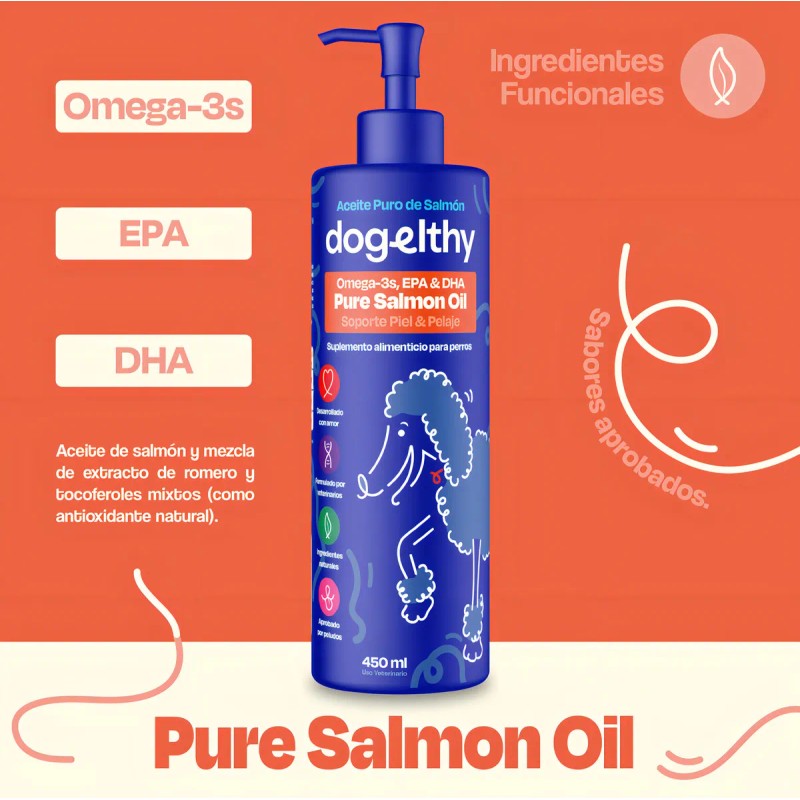 Dogelthy Aceite de Salmón Omega 3 para Perros 450 ml