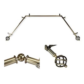 A&F Rod Décor - Spin 13/16" Bay Window Curtain Rod - Antique Brass