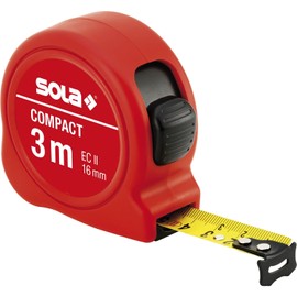 SOLA Compact Roll Tape Measure 3 m with EC Certification Mark Accuracy 2 Red