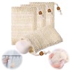 4pcs Bubble Net, Cotton Linen Soap Bag, Natural Products Beige