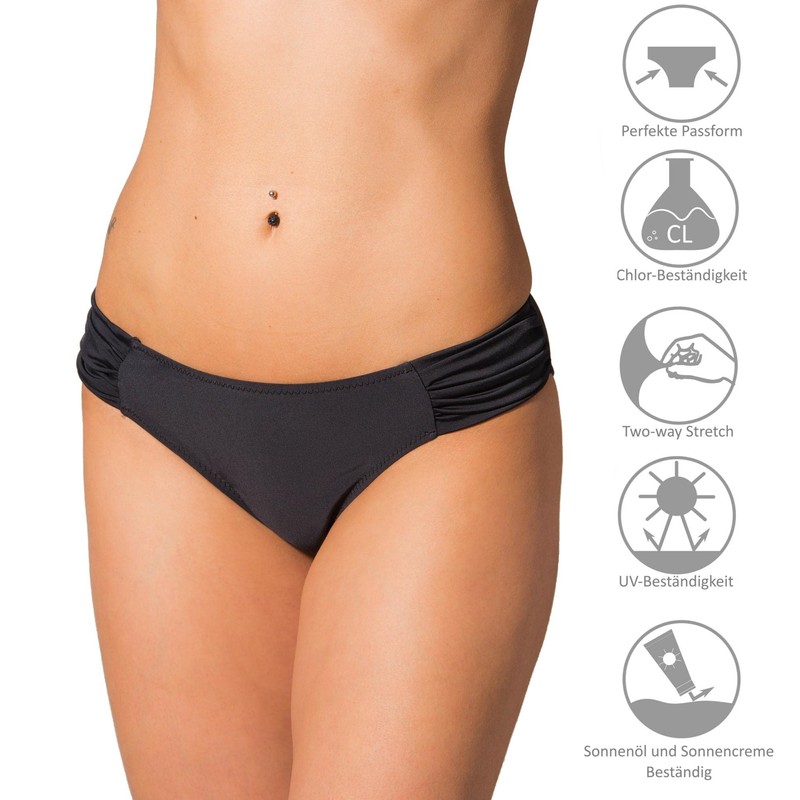 Aquarti Women's Bikini Bottoms with Side Ruffles, black