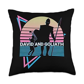 David And Goliath Christian Christianity Retro Throw Pillow