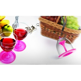 Asobu VT13-9228 StackNGo Unbreakable Wine Glasses,Pink, Set of 2