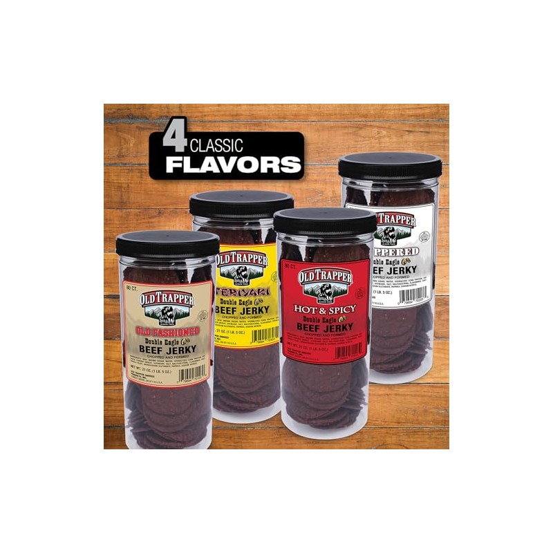 Old Trapper Double Eagle Beef Jerky, Peppered Flavor, 21oz. 80-Piece
