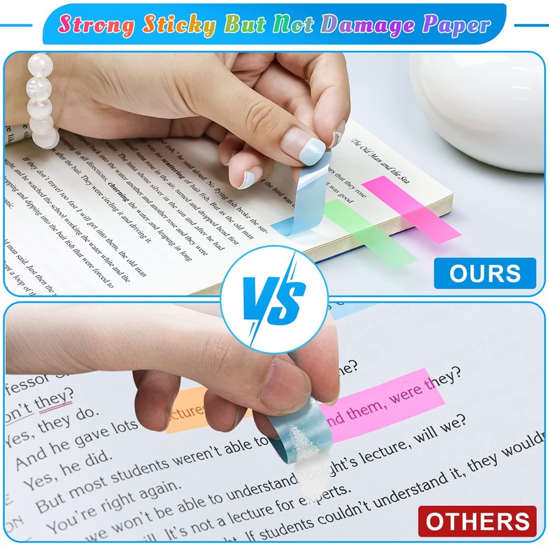 600 Pcs Sticky Tabs, Repositionable Index Tabs, Writable Page Markers