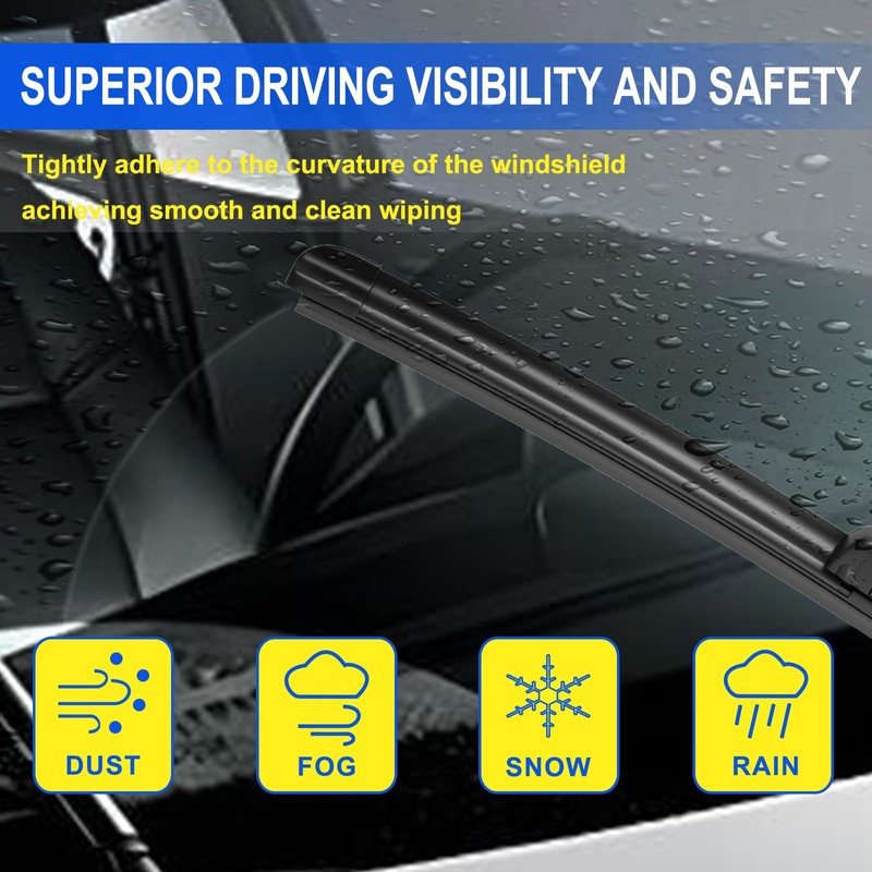 ANIKLUIM® 24"+18" Wiper Blades with 14" Rear Wiper Blade Set