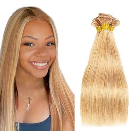Fridnae Hair Highlight P27613 Straight Human Hair Bundles 613 Bundles Human Hair 3 Bundles 20 22 24 Inch Two Tone Honey Blonde Mixed With Blonde Bundles Ombre Bundles