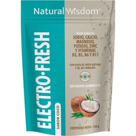 NW Electrolitos en Polvo Sin Azucar Electro-Fresh Hidratación con Minerales Sodio Potasio Calcio Magnesio Zinc Sal del Himalaya Sabor Coco con Vitaminas Pulpa de Fruta Natural