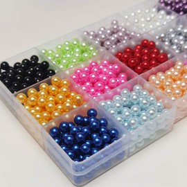 Chenkou Craft - 4500 cuentas redondas de 4 mm, 15 colores, sin agujero, para manualidades, decoración de cuentas + caja de plástico (colores surtidos, 6 mm)