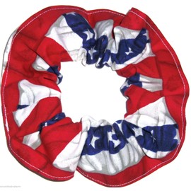 Patriotic Flag Fabric Hair Scrunchies Set of 2 July 4th Memorial Day Holiday Ponytail Holders made by Scrunchies by Sherry
