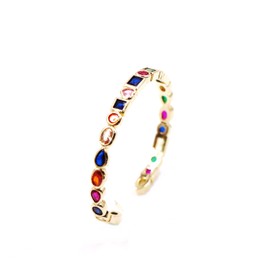 Fukugems 14K Gold Plated Cubic Zirconia Brass Bangles for Women, Stone, Cubic Zirconia