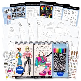 Fashion Angels Fashion & Accessory Design Sketch Set, Includes Sketch Pad with Stickers & Markers, Ultimate Fashion Design Sketch Book for Girls