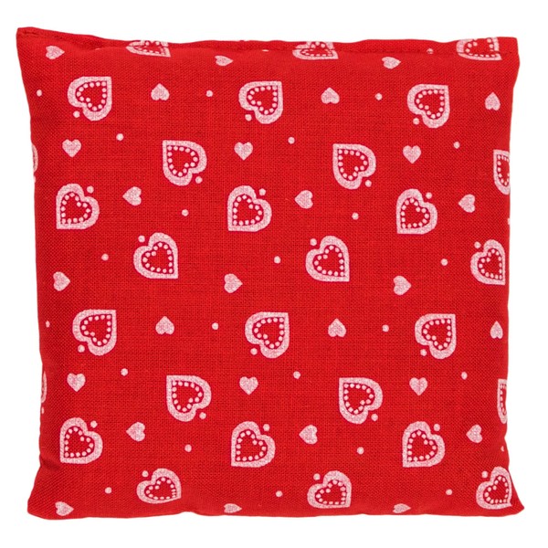 Spelt Cushion 12 x 12 cm Hearts Red | Heat