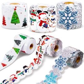 Barydat 206.7 Feet Winter Bulletin Board Border Snowflake Snowman Scalloped Border Trim Winter Holiday Decoration Borders for School Classroom Office Chalkboard Wall Decor 3 Roll