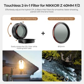 Freewell 40mm F/2 CPL/Mist Filter Flip Type Touchless Operation Real Lens Hood for NIKKOR Z