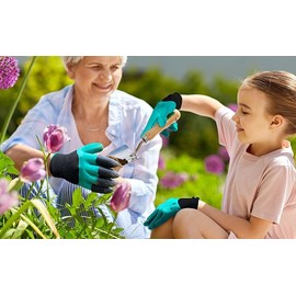 Waterproof Garden Gloves with Claws for Digging & Planting Puncture Resistant Latex Gardening Gloves, Hand Washable Outdoor Protective Gear for Flower and Vegetable Gardening