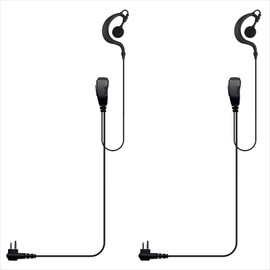 MONICONA G Shape Earhook Headset for Motorola R2 CP100D CP200D CP185 CP200 DLR1020 CLS1110 SLS1410 DTR410 DTR700 RDU4100 RDU4160D RMM2050 RMU2040 RMU2080D VL50, 2 Pin Earpiece w/Mic (Pack of 2)