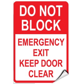 Dont Block Emergency Exit Keep Door Clear Parking Sign Label Decal Sticker 12 inches x 18 inches