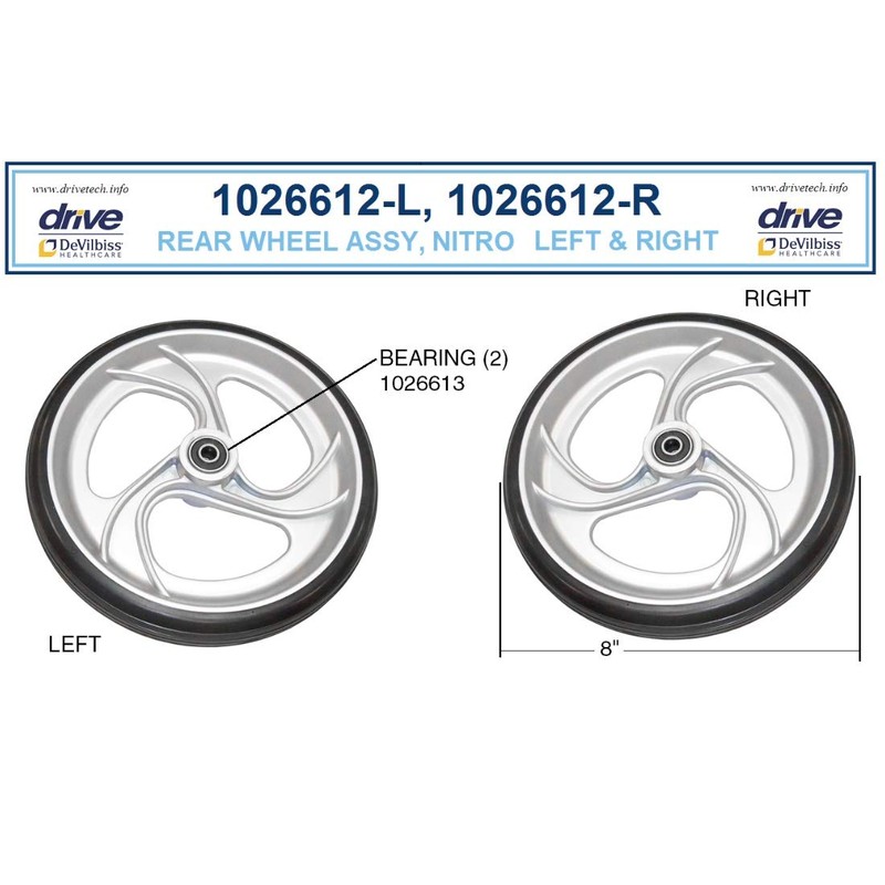 Left & Right Rear Wheels with Bearings ONLY for Drive