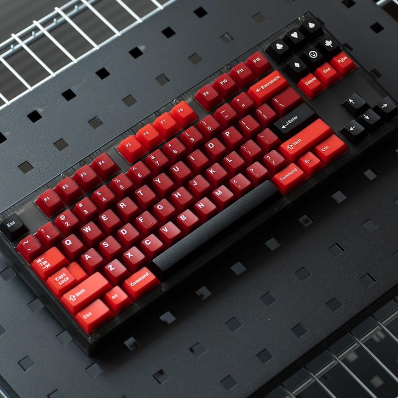 PBT Keycaps Set 164Keys Cherry Profile Red Black Keycaps 60%