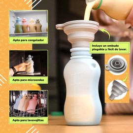 Bolsas de Silicona Reutilizables para Papillas de Bebé – Recipientes sin BPA para Yogur, Jugos y Batidos, con Embudo, Aptas para Microondas, Lavavajillas y Congelador (Azul + Rosa)