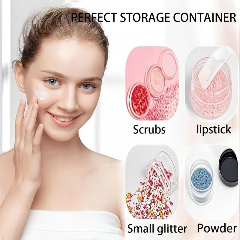 BIRLOZA Transparent Empty Containers, 10 Pieces Cream Jars, Mini Tins,