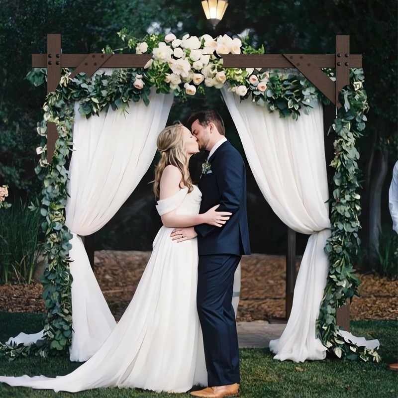 7.48FT Wooden Wedding Arch Frame Backdrop Stand, Square Wood Arch