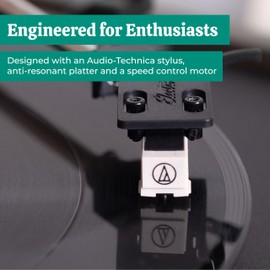 Electrohome Montrose, Upgradable Vinyl Record Player with Huntley, Powered Bluetooth Bookshelf Speakers, 3" Driver, for Warm Natural Sound, Black