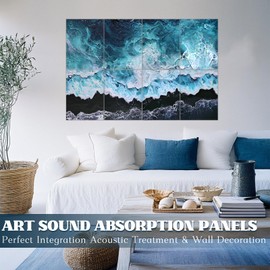 8 Pack Acoustic Panels, Soundproof Wall Panels, 48X32Inches Sound Proof Panels for Walls, Sound Absorbing Wall Art Decorative, Sound Dampening Panels for Recording, Home Studio(Black Beach)