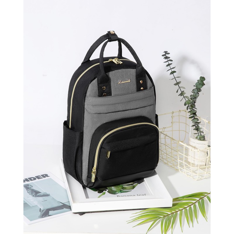 LOVEVOOK Mini Backpack for Women Stylish Waterproof Backpack Purse, Black-grey,