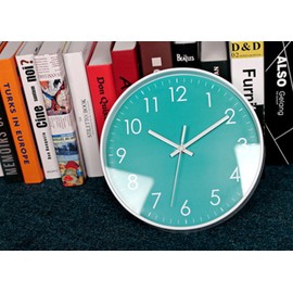 Modern Simple Wall Clock Indoor Non-Ticking Silent Sweep Movement Wall Clock for Office, Bathroom, Living Room Decorative 10 Inch Teal