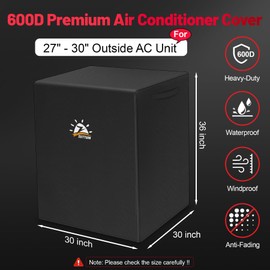 Zettum Air Conditioner Cover for Outside Units 30 Inch - 600D Air Conditioning AC Covers Waterproof, Outdoor Winter Cover for Central AC Condenser, Swamp Cooler, Pool Heater, Heat Pump, HVAC and More