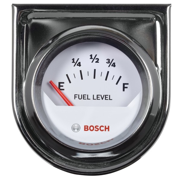 Actron Bosch SP0F000048 Style Line 2" Electrical Fuel Level Gauge (White Dial Face, Chrome Bezel)