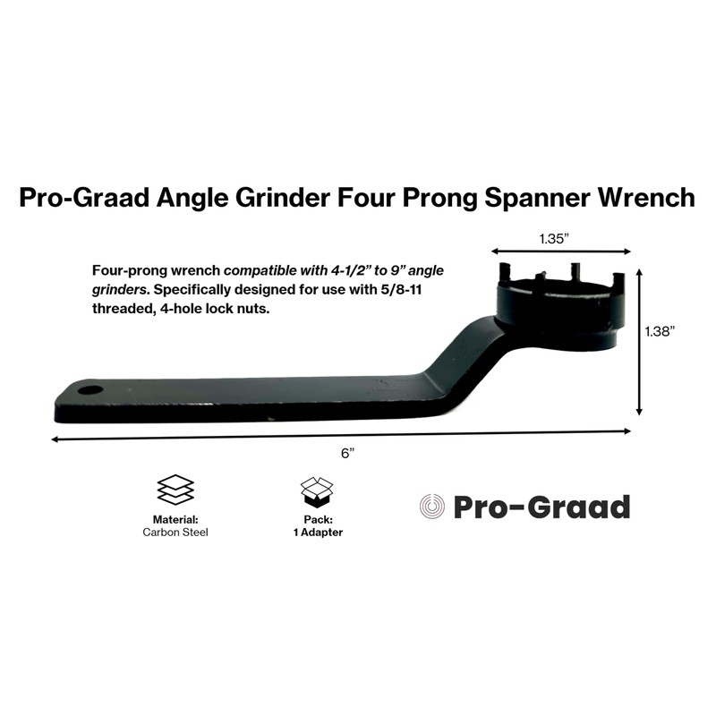 Pro-Graad Angle Grinder Wrench for 4-1/2”–9” Angle Grinders, 5/8-11 Threaded
