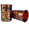 Rastogi Handicrafts Solid Copper Screen Printed Jug and 2 Tumblers