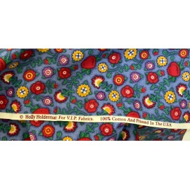 VIP VTG VIP Holly Holderman RED PURPLE BLUE YELLOW TOSSED FLOWERS - BTY Cotton Fabri