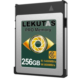 LEKUTAS 256GB CFexpress Type B Memory Card, R1400MB/s W800MB/s CFX xqd Cards Type B for Cameras 8K RAW, Compatible with Nikon Z6/Z7/D6, Canon EOS-1DXMark III/EOS-R5, Panasonic S1/S1R, DJI Ronin 4D