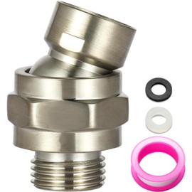 OFFO Shower Head Swivel Ball Adapter, Brushed Nickel All Metal Adjustable Shower Arm Extension Connector Universal Showering Component Solid Brass