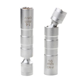 LoNinLoAn 2 Piece Spark Plug Wrench Flexible Set, Universal Magnetic Spark Plug Key Socket 14 mm and 16 mm Remover Installer Tool for Car Repair