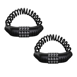 KVAEY 2PCS Motorcycle Helmet Cable Lock, Anti-Theft Helemt Cable Locks with 4-Digital Combination Code, Retractable Cable Lock for Motorbike Helmet Bicycle Saddle Luggage Stroller (Black)