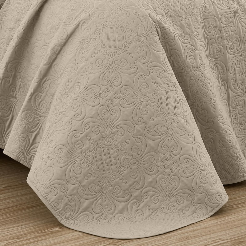 Chezmoi Collection Luca 3-Piece Oversized Bedspread Set, Queen Size, Khaki