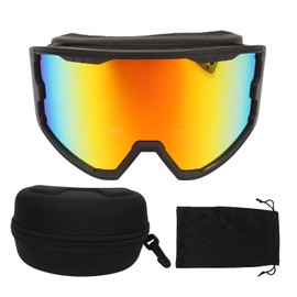 Ski Goggles Double Layer Sun Protection Anti Fog Adjustable Elasticity Snowboard Goggles for Men Women Youth Black Frame Red Lens