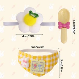 Clothes Set for 5.9in/6.7in Dolls , 3-Piece Plush Flower Hat, Bib, Rice Spoon Yellow 15cm & 17cm Toy Outfit Accessories Cute Tomato Clothing for Dolls Dress Up(Only Outfit)